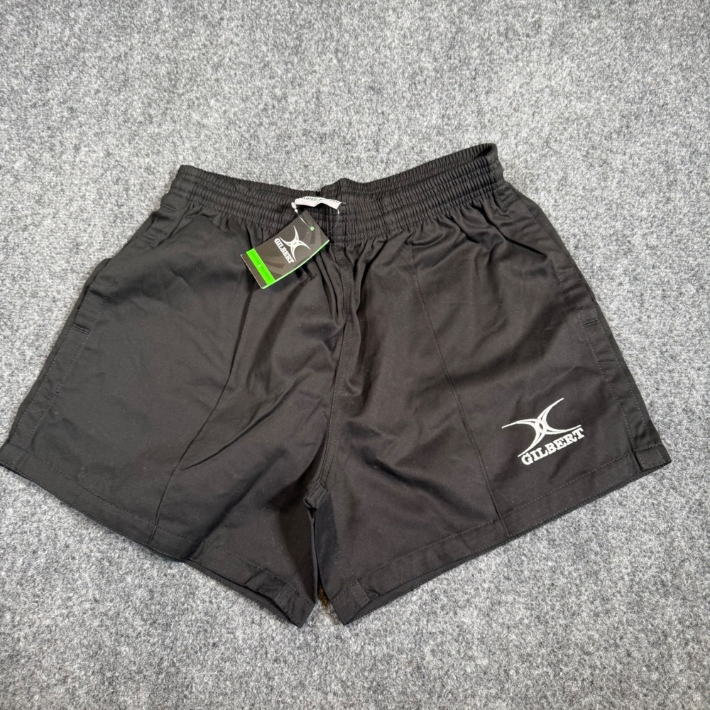 Gilbert Kiwi Pro 2 Rugby Shorts Mens Medium Black Cotton Twill